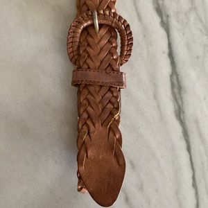 Vintage Carmel Colored Leather Woven Belt